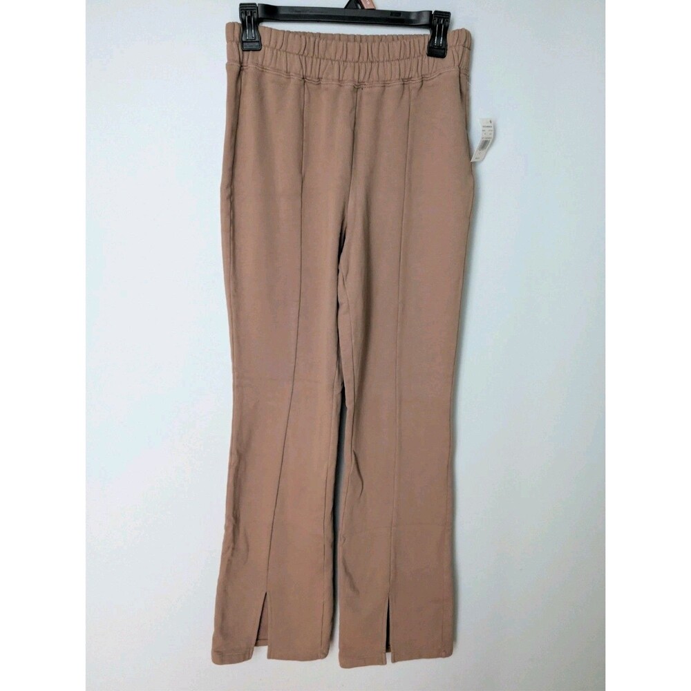 Good American Split Flare Sweats Size 2 Womens Tan Sweatpants $95 NEW With Tags